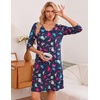 Ekouaer 3 Pack Long Sleeve Nightgowns for Women Casual Sleepwear Nightshirt(Black cat Print dinosaur Print)