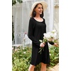 Ekouaer 3 Pack Long Sleeve Nightgowns for Women Casual Sleepwear Nightshirt(Black grey navy)