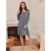 Ekouaer 3 Pack Long Sleeve Nightgowns for Women Casual Sleepwear Nightshirt(Black grey navy)
