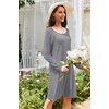 Ekouaer 3 Pack Long Sleeve Nightgowns for Women Casual Sleepwear Nightshirt(Black grey strip)