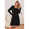 Ekouaer 3 Pack Long Sleeve Nightgowns for Women Casual Sleepwear Nightshirt(Black grey strip)