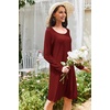 Ekouaer 3 Pack Long Sleeve Nightgowns for Women Casual Sleepwear Nightshirt(Black wine Red grey Flowers)