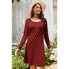 Ekouaer 3 Pack Long Sleeve Nightgowns for Women Casual Sleepwear Nightshirt(Black wine Red grey Flowers)