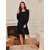Ekouaer 3 Pack Long Sleeve Nightgowns for Women Casual Sleepwear Nightshirt(Black wine Red leopard)