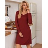 Ekouaer 3 Pack Long Sleeve Nightgowns for Women Casual Sleepwear Nightshirt(Black wine Red leopard)