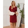 Ekouaer 3 Pack Long Sleeve Nightgowns for Women Casual Sleepwear Nightshirt(Black wine Red leopard)