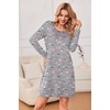 Ekouaer 3 Pack Long Sleeve Nightgowns for Women Casual Sleepwear Nightshirt(Coffee constellation navy Flower)