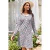 Ekouaer 3 Pack Long Sleeve Nightgowns for Women Casual Sleepwear Nightshirt(Flower penguin deep Night)