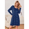 Ekouaer 3 Pack Long Sleeve Nightgowns for Women Casual Sleepwear Nightshirt(Flower penguin deep Night)