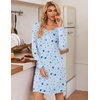 Ekouaer 3 Pack Long Sleeve Nightgowns for Women Casual Sleepwear Nightshirt(Good Night coffee star)