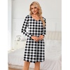 Ekouaer 3 Pack Long Sleeve Nightgowns for Women Casual Sleepwear Nightshirt(Red Plaid green Plaid white Plaid)