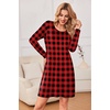 Ekouaer 3 Pack Long Sleeve Nightgowns for Women Casual Sleepwear Nightshirt(Red Plaid green Plaid white Plaid)
