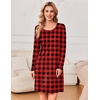 Ekouaer 3 Pack Long Sleeve Nightgowns for Women Casual Sleepwear Nightshirt(Red Plaid green Plaid white Plaid)