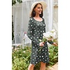 Ekouaer 3 Pack Long Sleeve Nightgowns for Women Casual Sleepwear Nightshirt(Star constellation navy)