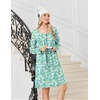 Ekouaer 3 Pack Womens Long Sleeve Nightgowns Soft Sleep Shirt Sleepwear(Black light Pink blue Floral)