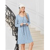 Ekouaer 3 Pack Womens Long Sleeve Nightgowns Soft Sleep Shirt Sleepwear(Black purple blue Flower)