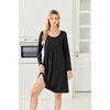 Ekouaer 3 Pack Womens Long Sleeve Nightgowns Soft Sleep Shirt Sleepwear(Black purple leopard)