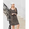 Ekouaer 3 Pack Womens Long Sleeve Nightgowns Soft Sleep Shirt Sleepwear(Black purple leopard)
