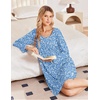Ekouaer 3 Pack Womens Long Sleeve Nightgowns Soft Sleep Shirt Sleepwear(Blue Floral lilac pink Floral)