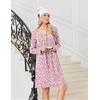 Ekouaer 3 Pack Womens Long Sleeve Nightgowns Soft Sleep Shirt Sleepwear(Blue Floral lilac pink Floral)