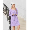 Ekouaer 3 Pack Womens Long Sleeve Nightgowns Soft Sleep Shirt Sleepwear(Navy purple Floral green Floral)