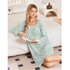 Ekouaer 3 Pack Womens Long Sleeve Nightgowns Soft Sleep Shirt Sleepwear(Navy purple Floral green Floral)
