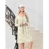 Ekouaer 3 Pack Womens Long Sleeve Nightgowns Soft Sleep Shirt Sleepwear(Pink grey yellow Floral)