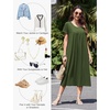 Ekouaer Cotton Nightgowns for Women Long Pleated House Dresses with Pockets(Army Green)