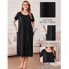 Ekouaer Cotton Nightgowns for Women Long Pleated House Dresses with Pockets(Black)