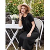 Ekouaer Cotton Nightgowns for Women Long Pleated House Dresses with Pockets(Black)