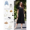 Ekouaer Cotton Nightgowns for Women Long Pleated House Dresses with Pockets(Black)