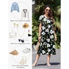 Ekouaer Cotton Nightgowns for Women Long Pleated House Dresses with Pockets(Black Flower)