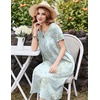 Ekouaer Cotton Nightgowns for Women Long Pleated House Dresses with Pockets(Daisy Green)