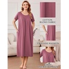 Ekouaer Cotton Nightgowns for Women Long Pleated House Dresses with Pockets(Dusty Rose)