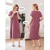 Ekouaer Cotton Nightgowns for Women Long Pleated House Dresses with Pockets(Dusty Rose)