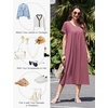Ekouaer Cotton Nightgowns for Women Long Pleated House Dresses with Pockets(Dusty Rose)