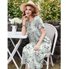 Ekouaer Cotton Nightgowns for Women Long Pleated House Dresses with Pockets(Flowers Green)