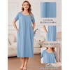 Ekouaer Cotton Nightgowns for Women Long Pleated House Dresses with Pockets(Light Blue)