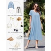 Ekouaer Cotton Nightgowns for Women Long Pleated House Dresses with Pockets(Light Blue)
