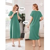 Ekouaer Cotton Nightgowns for Women Long Pleated House Dresses with Pockets(Light Green)