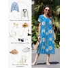 Ekouaer Cotton Nightgowns for Women Long Pleated House Dresses with Pockets(Line Drawing Flowers Blue)