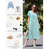 Ekouaer Cotton Nightgowns for Women Long Pleated House Dresses with Pockets(Line Drawing Flowers Green)