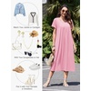 Ekouaer Cotton Nightgowns for Women Long Pleated House Dresses with Pockets(Pink)