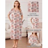 Ekouaer Cotton Nightgowns for Women Long Pleated House Dresses with Pockets(Pink Flower)