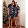 Ekouaer Couple Matching Pajamas Sets Silk Short Sleeve Button Up Sleepwear(Xmas Gingerbread)