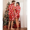 Ekouaer Couple Matching Pajamas Sets Silk Short Sleeve Button Up Sleepwear(Xmas Red)