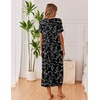 Ekouaer Long Nightgowns for Women 3 Pack Plus Size Short Sleeve House Dress(Black Floral/Grey/Blue)