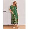 Ekouaer Long Nightgowns for Women 3 Pack Plus Size Short Sleeve House Dress(Black/Black Pink Floral/Green Floral)