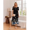 Ekouaer Long Nightgowns for Women 3 Pack Plus Size Short Sleeve House Dress(Black/Grey/Black Butterfly)