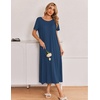 Ekouaer Long Nightgowns for Women 3 Pack Plus Size Short Sleeve House Dress(Black/Grey/Blue)